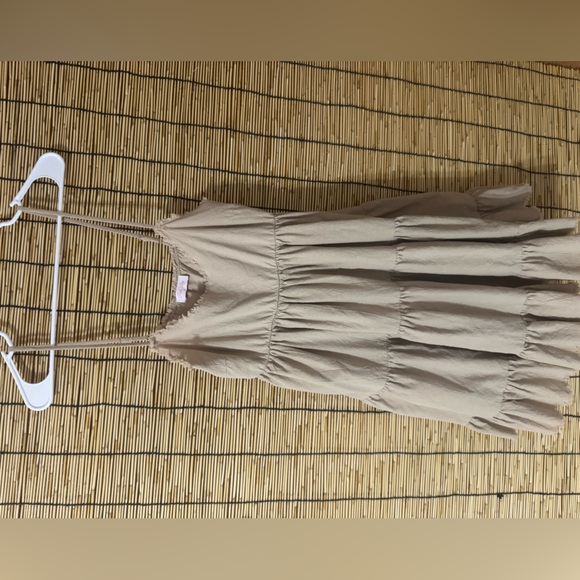 Pink Lily Beige Tiered Kids Dress - Picture 3 of 4